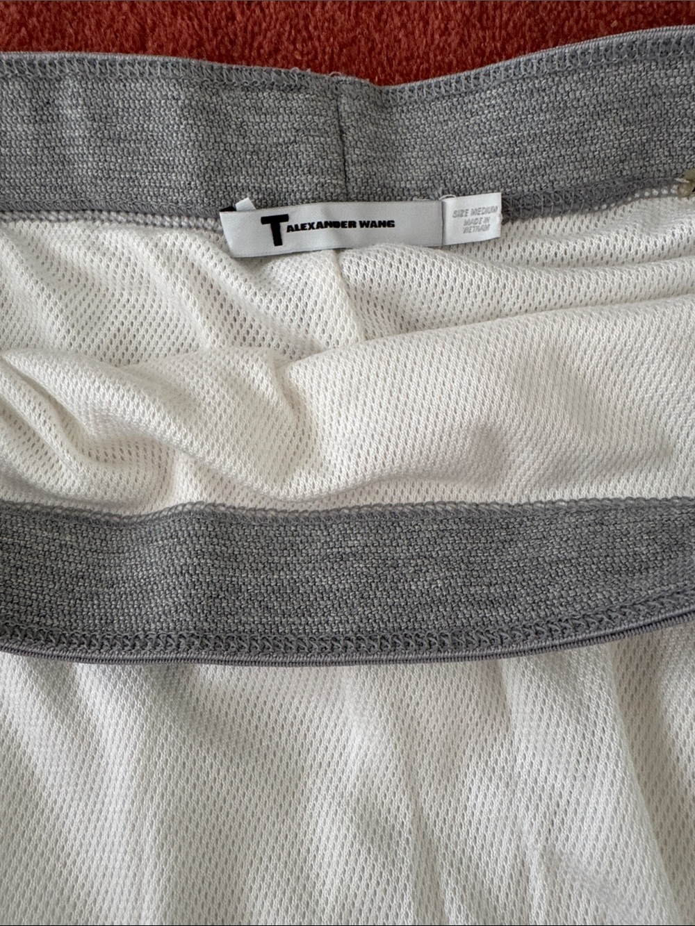T by Alexander Wang White Mesh Skirt with Gray Elastic Waistband